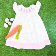 Easter Bunny Smocked Dress on Polka Dot