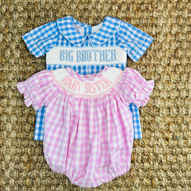 Baby Sister Smocked Gingham Romper