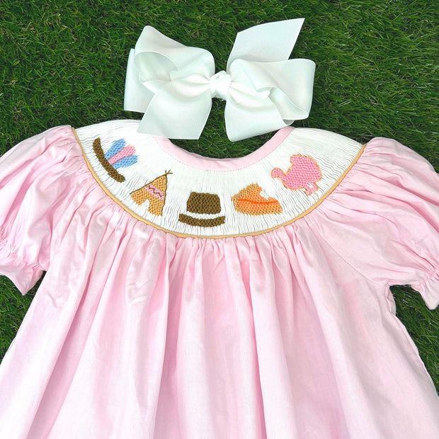 Smocked Thanksgiving Dress in Pink