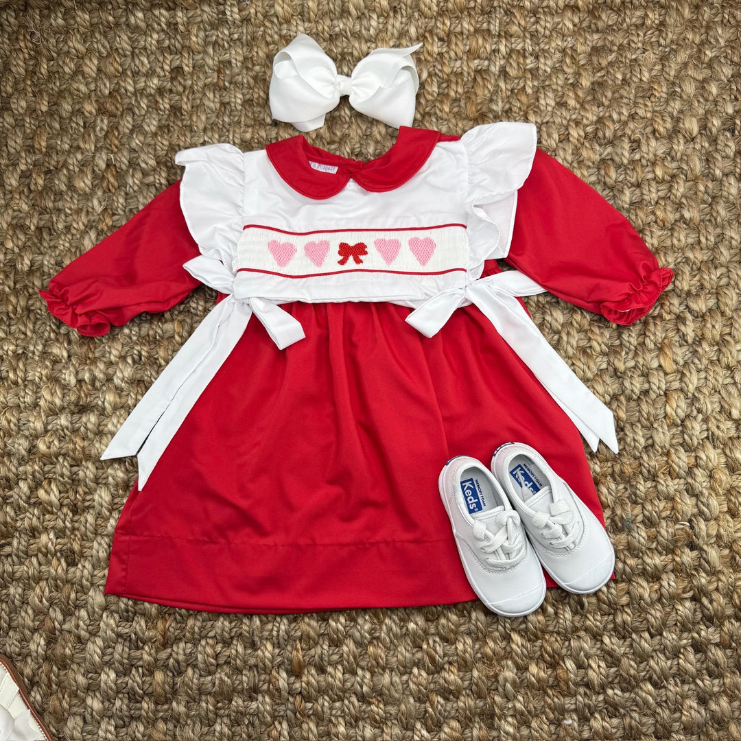 Santa Smocked Christmas + Valentine Dress, 3 outfits in 1 with removab Pleats and Stitches Santa Smocked Christmas + Valentine Dress, 3 outfits in 1 with removab Pleats and Stitches
