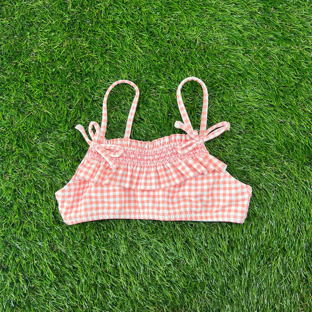 Gingham Smocked Bathing Suit in Coral