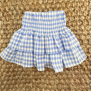 Blue Gingham Ruffle Skirt