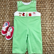 Santa Smocked Christmas Longall in Green