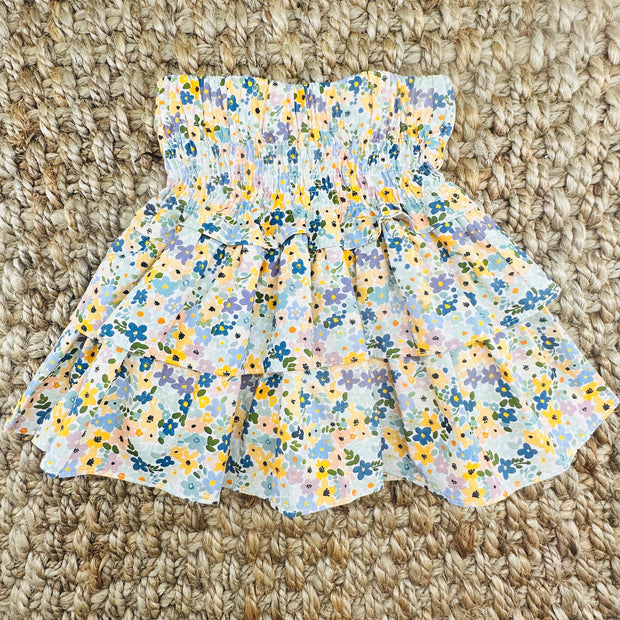 Autumn Floral Ruffle Skirt- Smocked Waist and Built in Shorts- Fall, Halloween, Thanksgiving, Spring, embroidered, Tween, sibling 737 *E