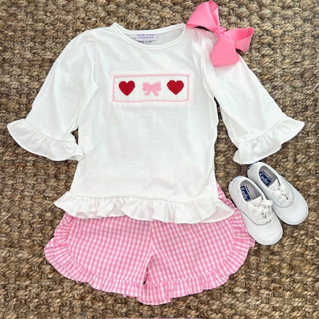 Girl's Shorts in Pink Gingham with Ruffles - Matching Shirts available
