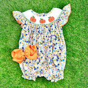 Autumn Floral Smocked Pumpkin Bubble