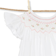 Smocked Rosette flutter sleeve romper