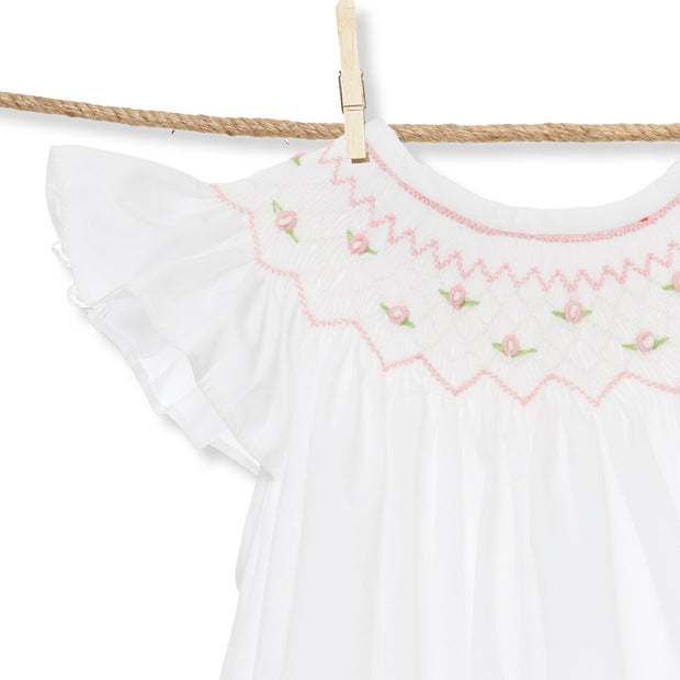 Smocked Rosette flutter sleeve romper