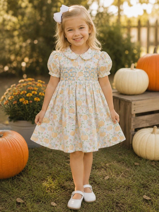 smocked pumpkin dress Charlotte By Anthropologie V-Neck Tiered this girls bishop dress women-dresses-mini Size:MADE TO MEASURE