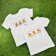 Smocked Pumpkin Shirt with Ruffles