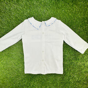 Smocked Halloween Ghost Shirt in White Knit (shirt only)