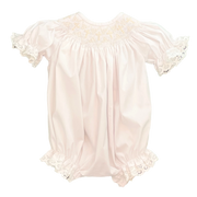 White Smocked Romper with Cream Crosses