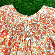 Smocked Floral Bishop Dress- Marigold Print