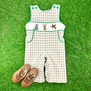 Hunter Smocked Longall in Tan Gingham with Pockets!