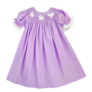 Easter Bunny Smocked Dress in Lavender