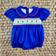 Navy Windsor Smocked Bubble Romper