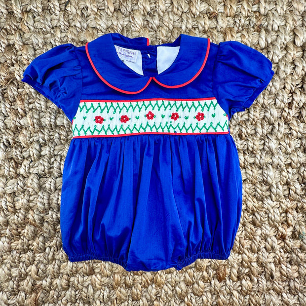 Navy Windsor Smocked Bubble Romper