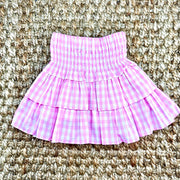 Pink Gingham Ruffle Skirt- Smocked Waist and Built in Shorts- Spring, Fall, Summer, Toddler, Girl, Tween, sibling, Easter, Big Sister 753 *E
