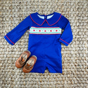 Navy Windsor Smocked Shortall