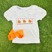 Smocked Pumpkin Shirt with Ruffles