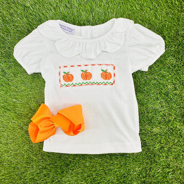 Smocked Pumpkin Shirt with Ruffles