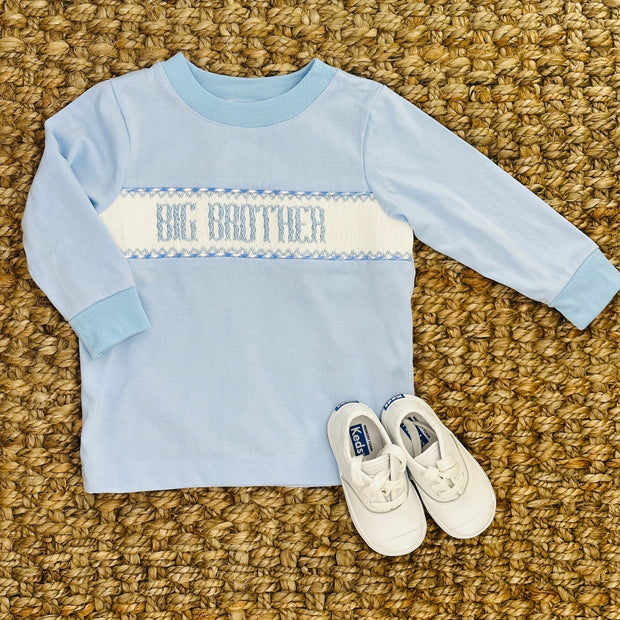 Big Brother Smocked Knit Shirt - Long Sleeve Blue
