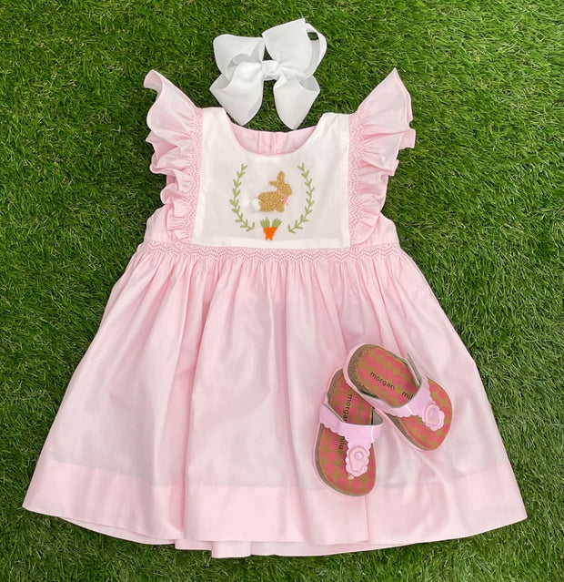 Easter Bunny French Knot Chantilly Dress in Pink