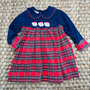 Santa Christmas Dress in Navy and Plaid