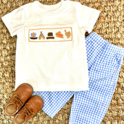 Smocked Thanksgiving Shirt in White Knit- (pants sold separately)