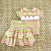Christmas Plaid Smocked Ruffle Skirt