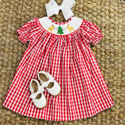 Mischievous Reindeer Smocked Dress