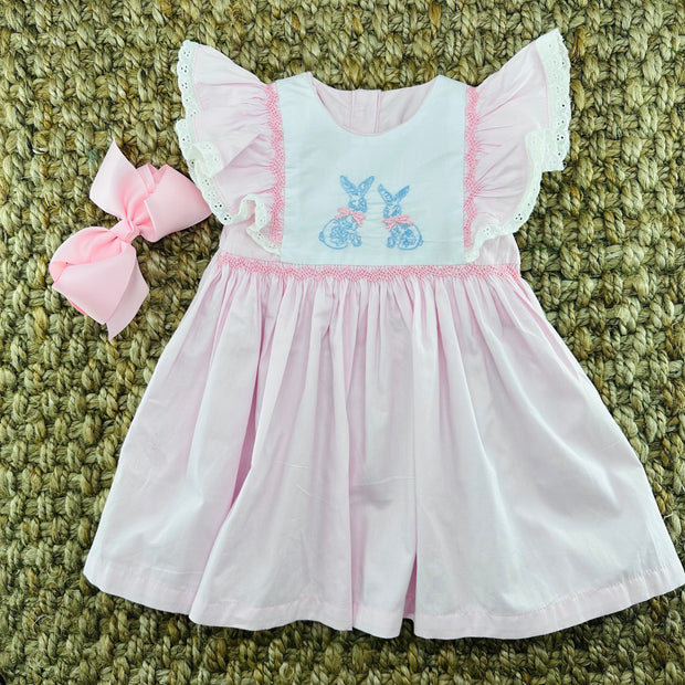 Chinoiserie Bunnies Easter Dress - Smocking & Embroidery!