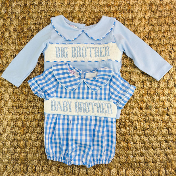 Big Brother Smocked Gingham Shortall