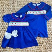 Navy Windsor Smocked Shortall
