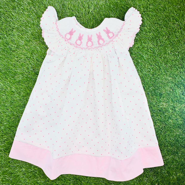 Easter Bunny Smocked Dress on Polka Dot