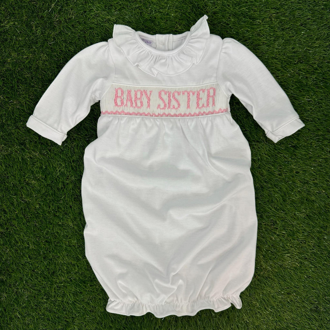 Smocked Baby Sister Layette Gown Smocked Baby Sister Layette Gown