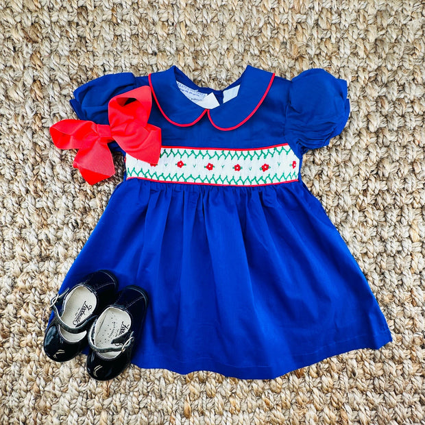 Navy Windsor Smocked Dress