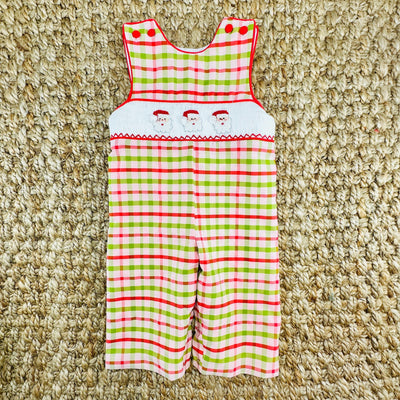Santa Smocked Christmas Plaid Longall