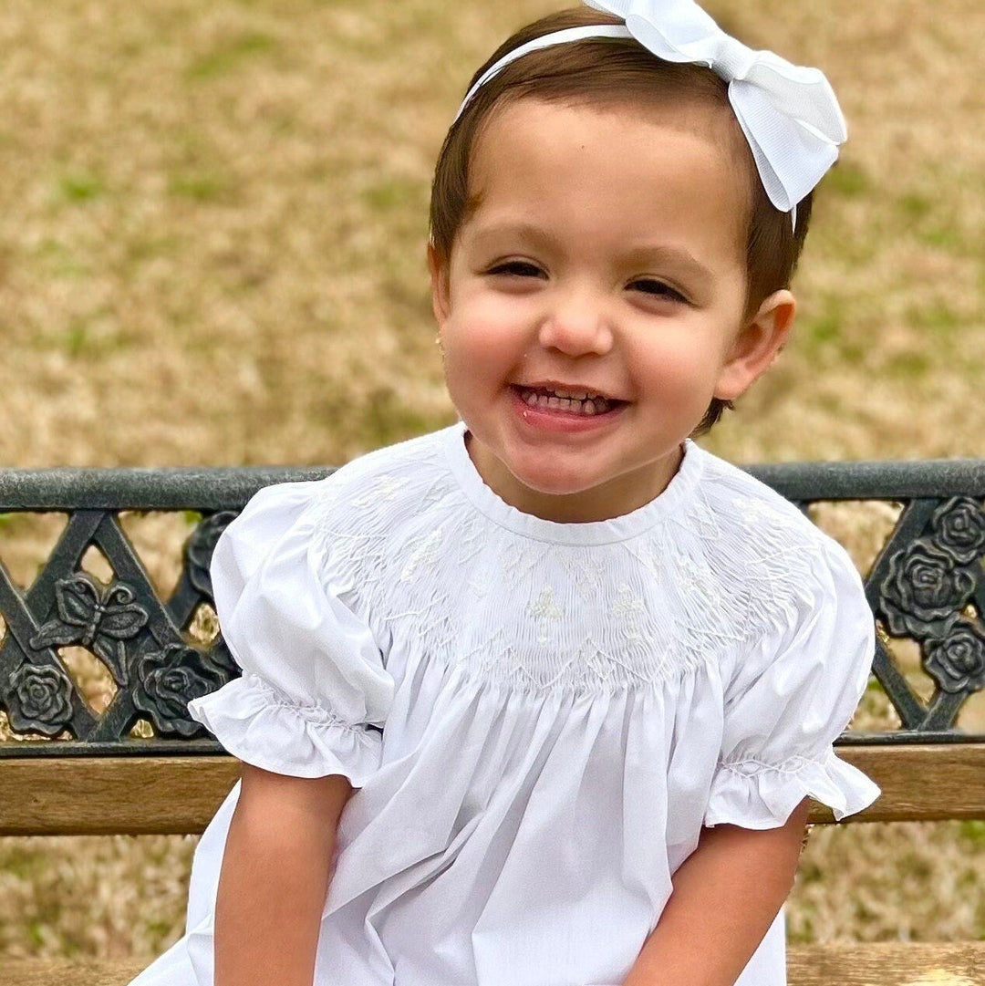 Smocked Thanksgiving Dress in Pink – Pleats and Stitches