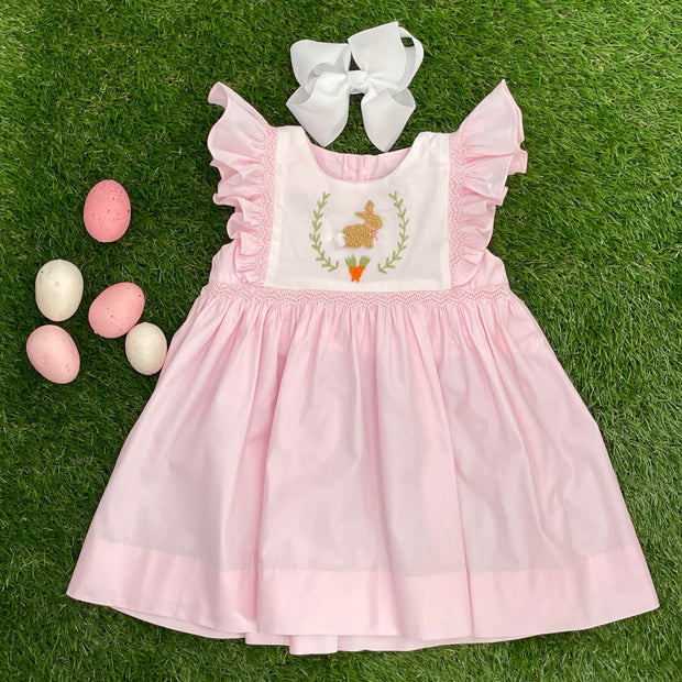 Easter Bunny French Knot Chantilly Dress in Pink