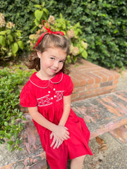 Heirloom Smocked Charlotte Dress in Red