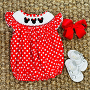 Mouse Ears Romper in red
