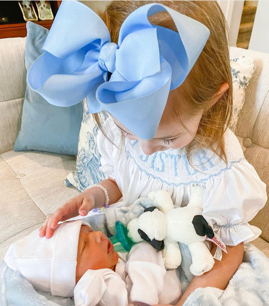 blue big sister smocked dress Bishop (Sibling rivalry not included.) Size:130 Thank U Next! Best sequin wedding dress with cape