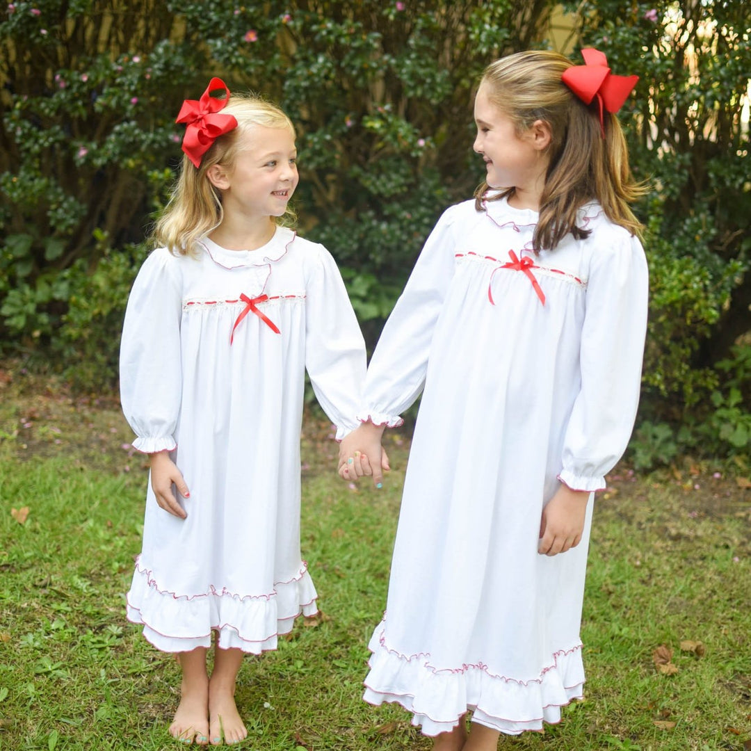 fitted lace wedding dress Clara Nutcracker Gown in Soft Knit Cotton with Red Ribbon – Pleats and  Stitches