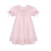 Pink Smocked Heirloom Dress with Ribbons on the Sleeves