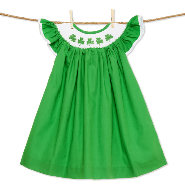Shamrock smocked bishop dress - St. Patrick's Day green 18m Shamrock smocked bishop dress - St. Patrick's Day green 18m