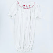 Santa Smocked Baby Layette Knit Gown