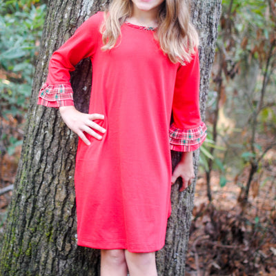 Christmas plaid & red knit dress