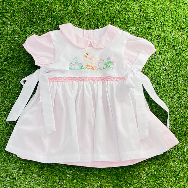 Easter Chick Embroidered and Smocked 2 Piece Dress Easter Chick Embroidered and Smocked 2 Piece Dress