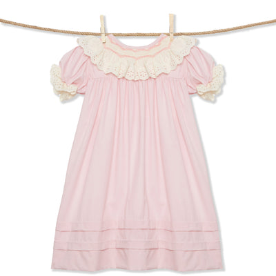 Pink Smocked Heirloom Dress with lace